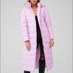 Show Me Your Mumu Snowmass Puffer Jacket Maxi Long Pink Fur Hood Women's Large